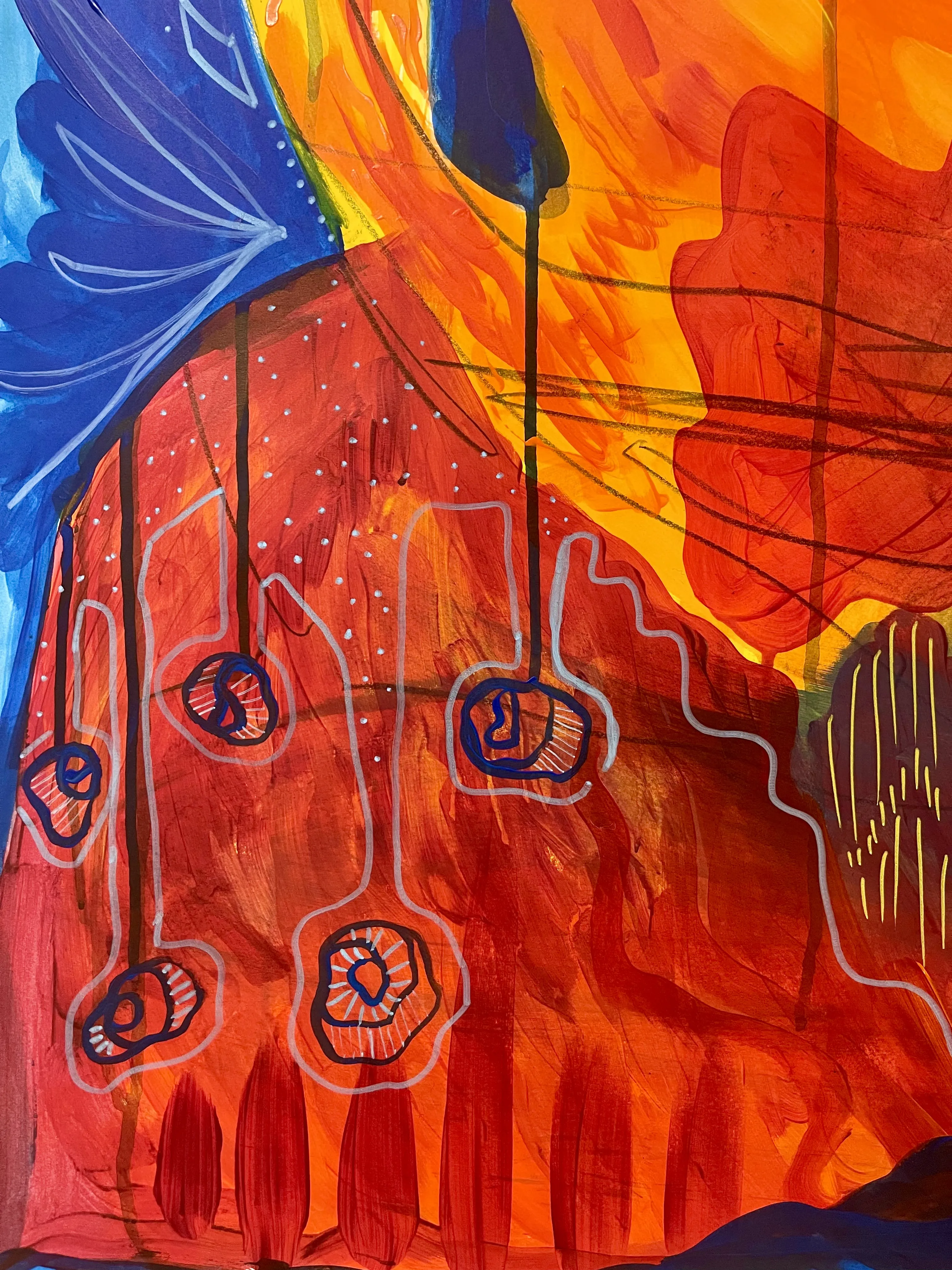 Image of Freedom at Your Fingertips by StellaRubi , size: 1126x190cms, made of acrylic, oil pastel, Painting medium, from Adelaide , part of the Fire Goddess series Photo 2 of 10.