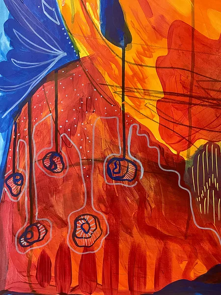 Image of Freedom at Your Fingertips by StellaRubi , size: 1126x190cms, made of acrylic, oil pastel, Painting medium, from Adelaide , part of the Fire Goddess series Photo 2 of 10.