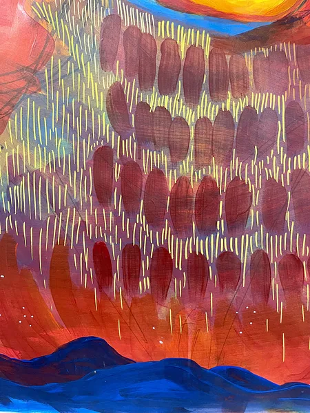 Image of Freedom at Your Fingertips by StellaRubi , size: 1126x190cms, made of acrylic, oil pastel, Painting medium, from Adelaide , part of the Fire Goddess series Photo 3 of 10.