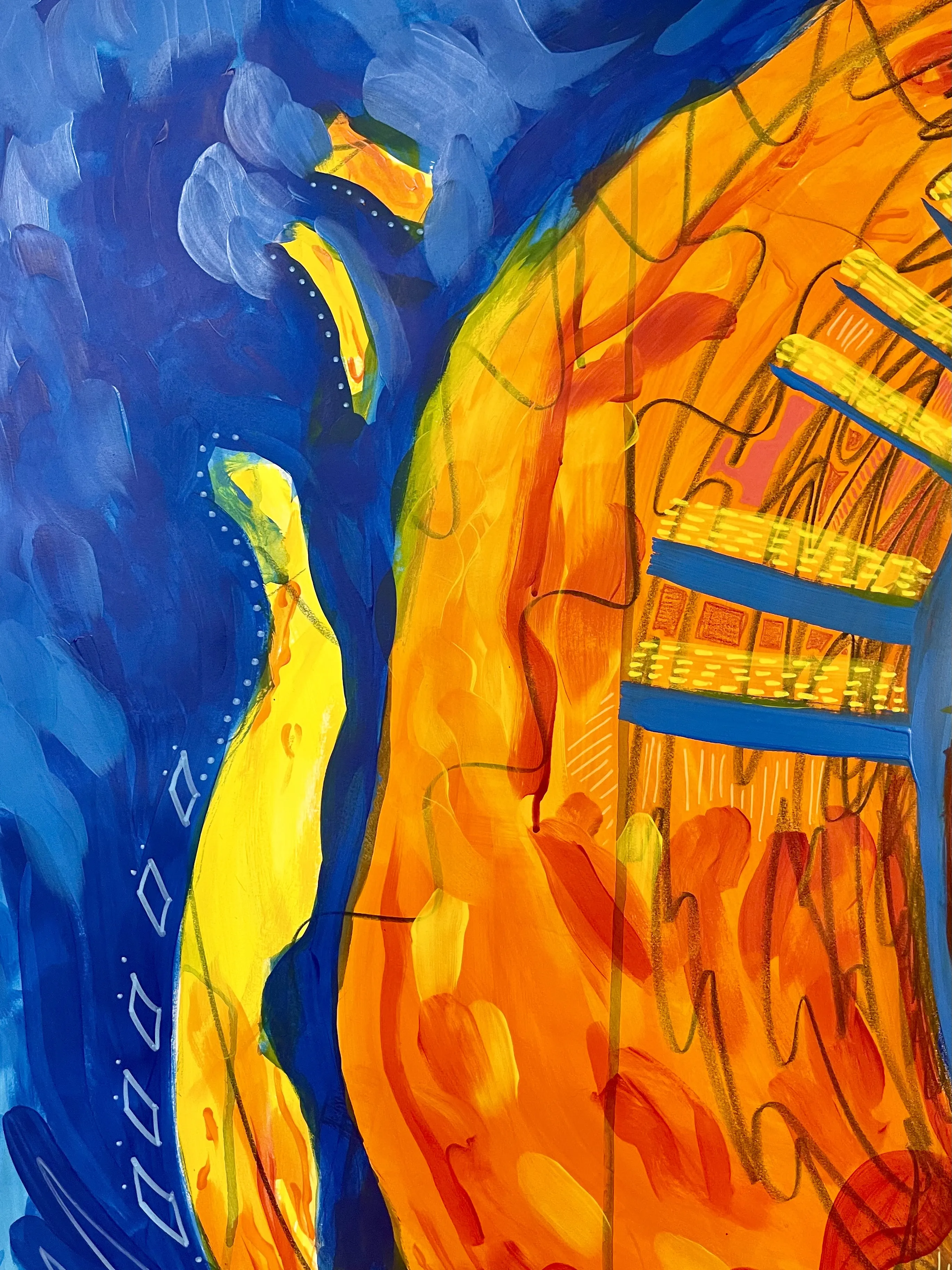 Image of Freedom at Your Fingertips by StellaRubi , size: 1126x190cms, made of acrylic, oil pastel, Painting medium, from Adelaide , part of the Fire Goddess series Photo 4 of 10.