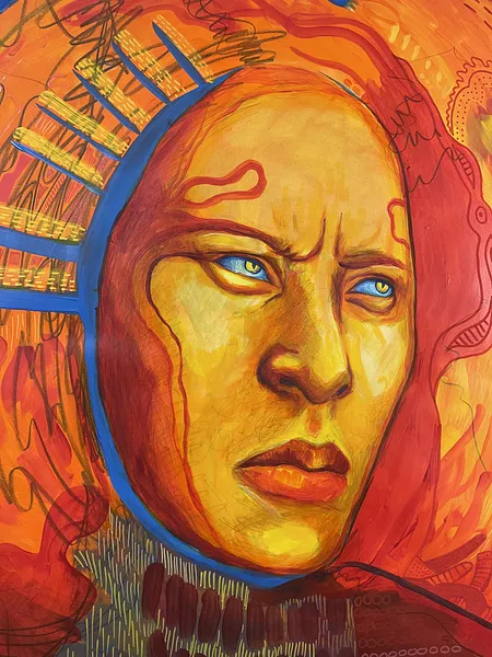Image of Freedom at Your Fingertips by StellaRubi , size: 1126x190cms, made of acrylic, oil pastel, Painting medium, from Adelaide , part of the Fire Goddess series Photo 5 of 10.
