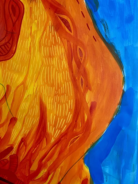 Image of Freedom at Your Fingertips by StellaRubi , size: 1126x190cms, made of acrylic, oil pastel, Painting medium, from Adelaide , part of the Fire Goddess series Photo 7 of 10.
