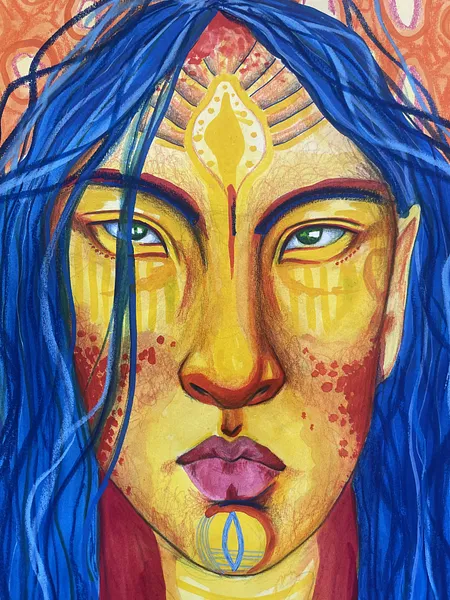 Image of Autumn Rising  by StellaRubi , size: A2 (roughly , made of watercolour, pencil, oil pastel, , Painting medium, from Adelaide Australia  Photo 6 of 9.